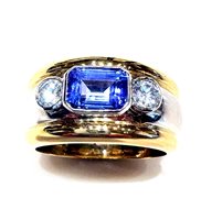 Anneau Sommer Femme Anni '80 in Or jaune Tanzanite 1.22 Ct TAN CT 1.22 DIA CT 0.40 VVS/G - TAN CT 1.22 DIA CT 0.40 VVS/G